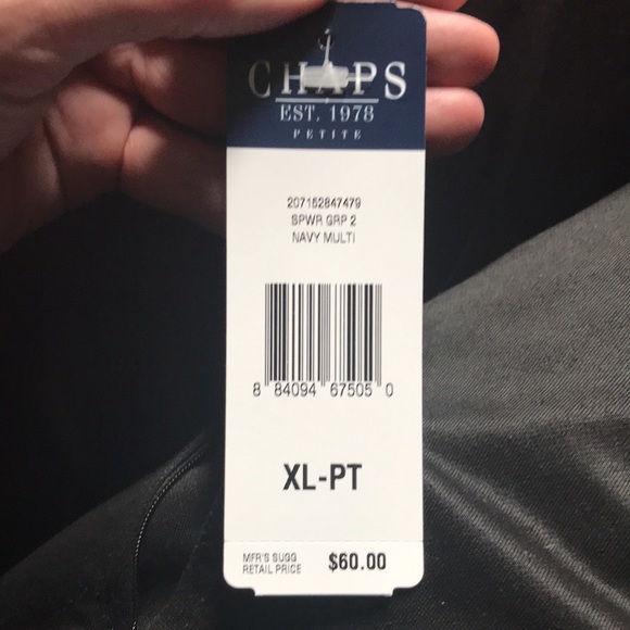 CHAPS petite navy USA multi colored lined tie up halter top. Brand New Size PXL. - Picture 7 of 9